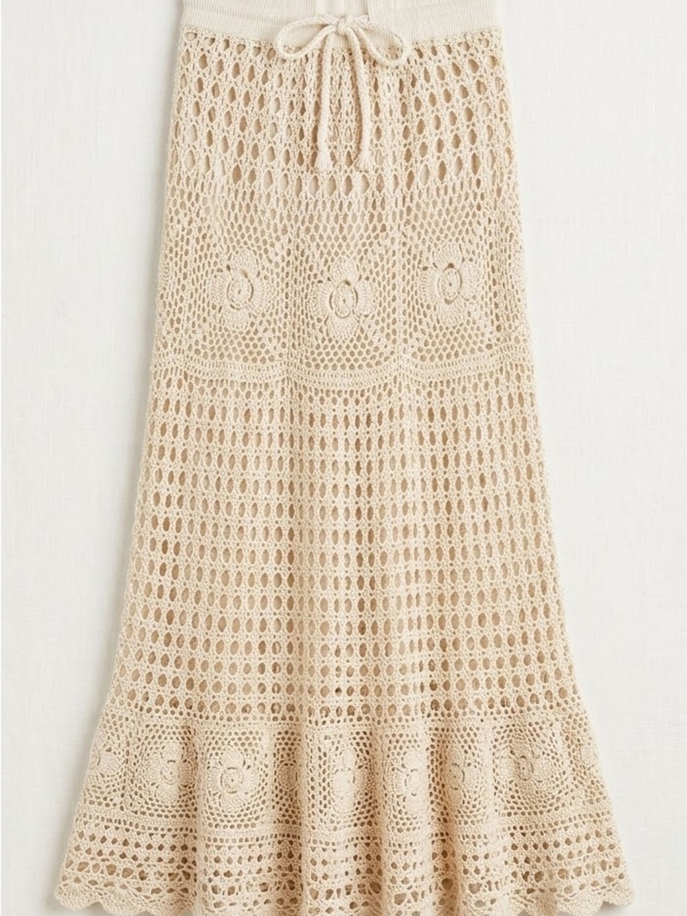 American Vintage Crochet Maxi Skirt in Cream